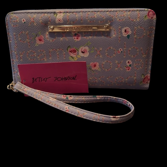 Betsey Johnson Blue Floral Wristlet - Picture 1 of 5